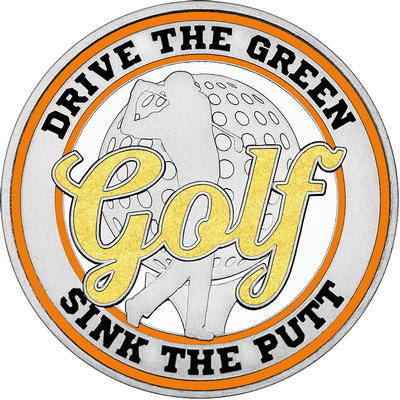 Gold "Golf" with Orange Outer Circular Borders